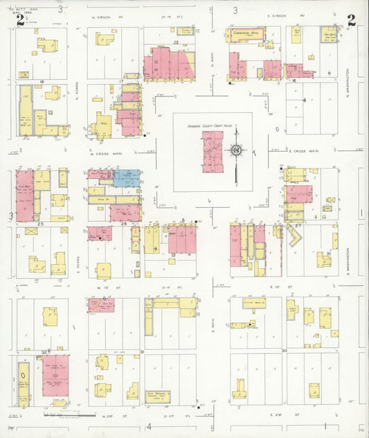 Sanborn Fire Insurance Map from De Witt, Arkansas County, Arkansas (1933), Sheet #0002 - Historic Sanborn Fire Insurance Map Print, vintage old map wall art, antique decor, genealogy gift, De Witt Arkansas map