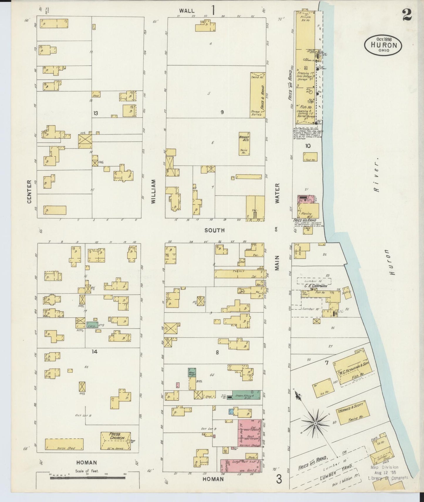 Sanborn Fire Insurance Map from Huron, Erie County, Ohio (1898), Sheet #0002 - Historic Sanborn Fire Insurance Map Print, vintage old map wall art, antique decor, genealogy gift, Ohio Ohio map