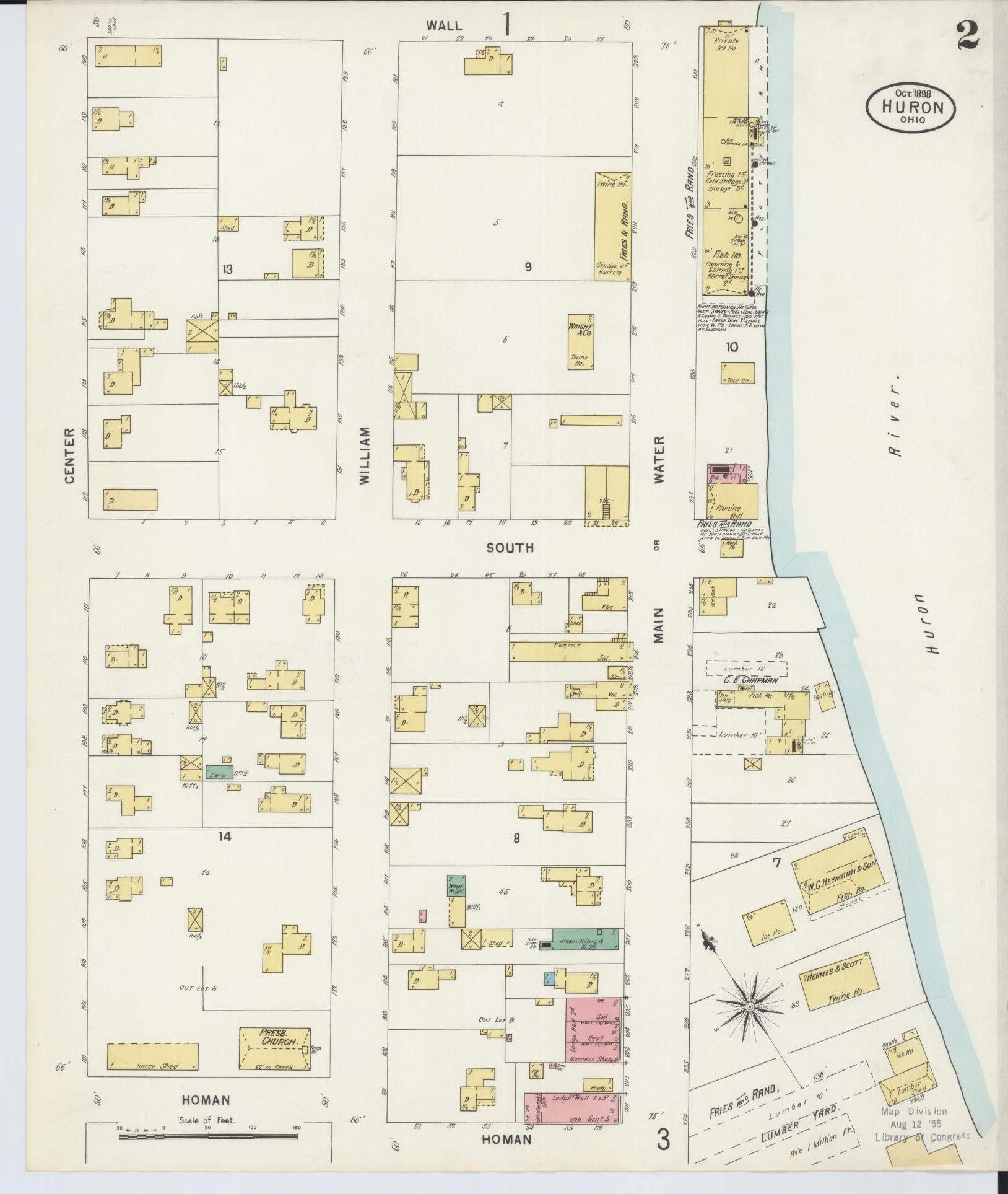 Sanborn Fire Insurance Map from Huron, Erie County, Ohio (1898), Sheet #0002 - Historic Sanborn Fire Insurance Map Print, vintage old map wall art, antique decor, genealogy gift, Ohio Ohio map