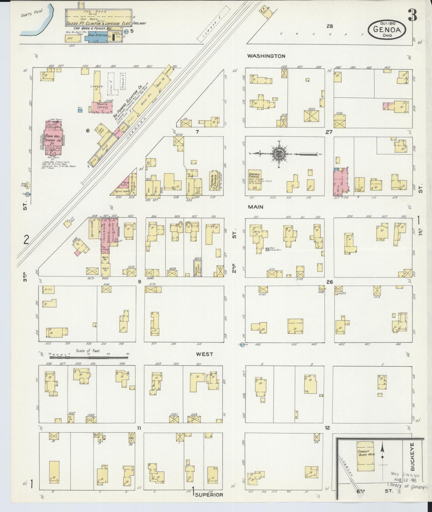 Sanborn Fire Insurance Map from Genoa, Ottawa County, Ohio (1910), Sheet #0003 - Historic Sanborn Fire Insurance Map Print, vintage old map wall art, antique decor, genealogy gift, Ohio Ohio map