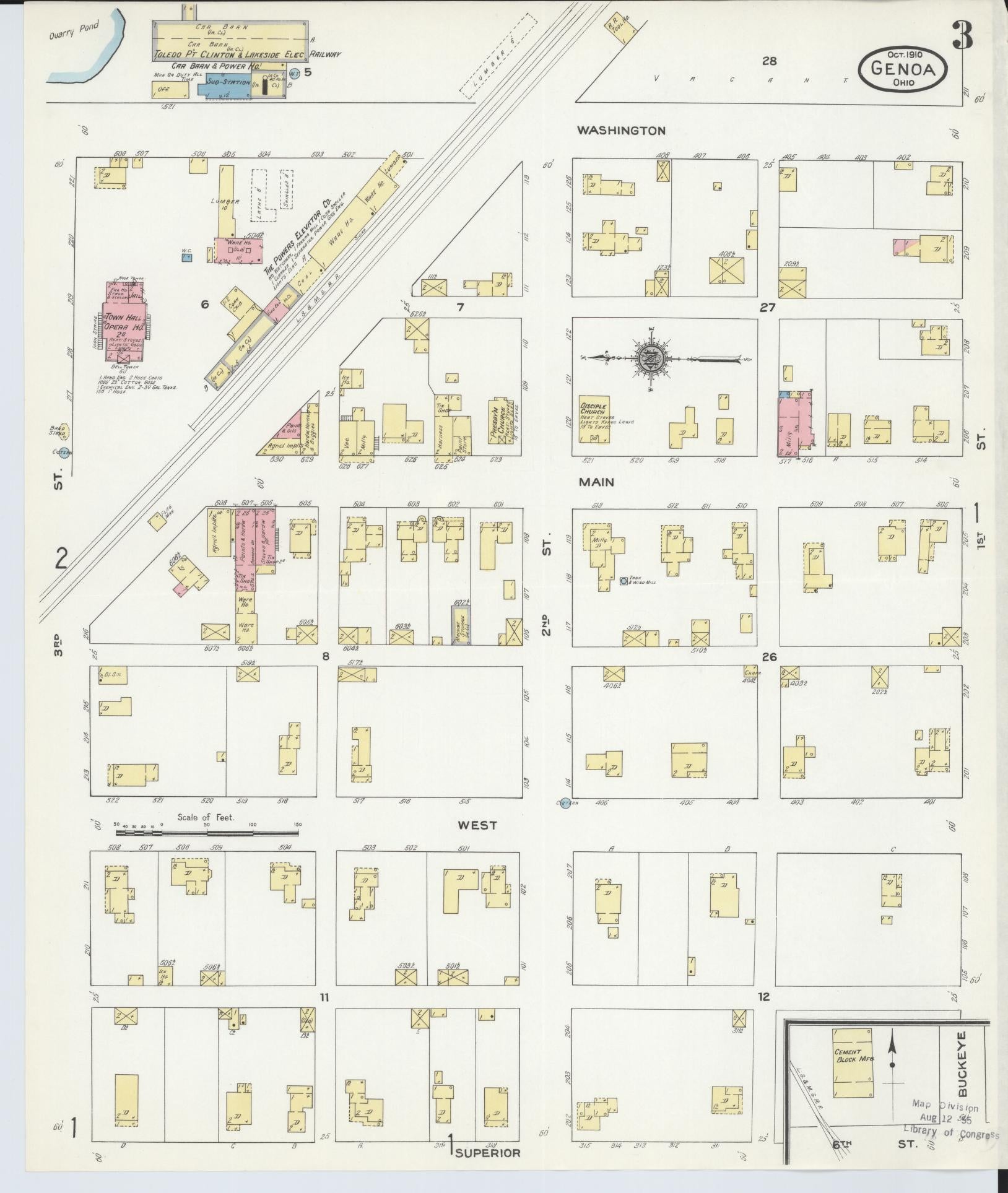 Sanborn Fire Insurance Map from Genoa, Ottawa County, Ohio (1910), Sheet #0003 - Historic Sanborn Fire Insurance Map Print, vintage old map wall art, antique decor, genealogy gift, Ohio Ohio map