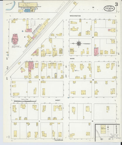 Sanborn Fire Insurance Map from Genoa, Ottawa County, Ohio (1910), Sheet #0003 - Historic Sanborn Fire Insurance Map Print, vintage old map wall art, antique decor, genealogy gift, Ohio Ohio map