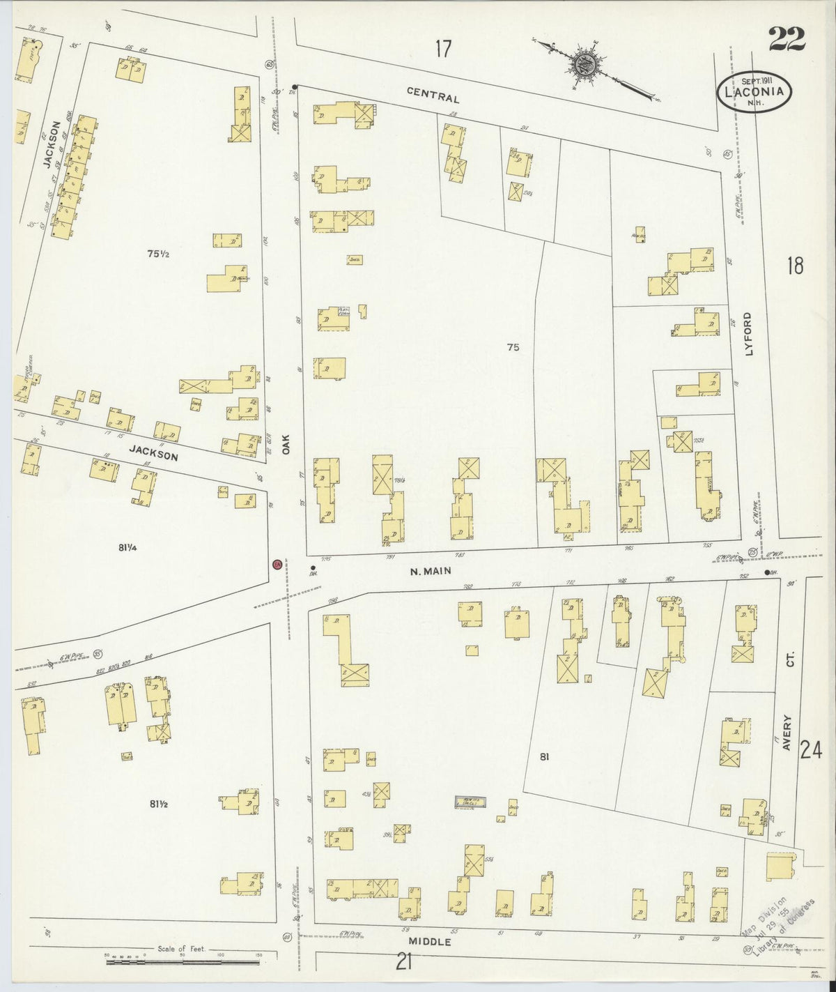 Sanborn Fire Insurance Map from Laconia, Belknap County, New Hampshire (1911), Sheet #0022 - Complete Map Set gallery image, historic Sanborn map, vintage wall art, New Hampshire New Hampshire