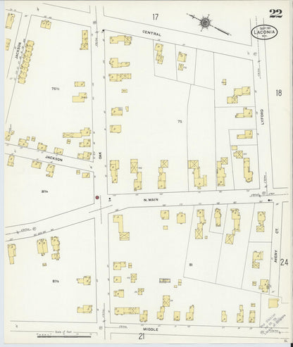 Sanborn Fire Insurance Map from Laconia, Belknap County, New Hampshire (1911), Sheet #0022 - Complete Map Set gallery image, historic Sanborn map, vintage wall art, New Hampshire New Hampshire