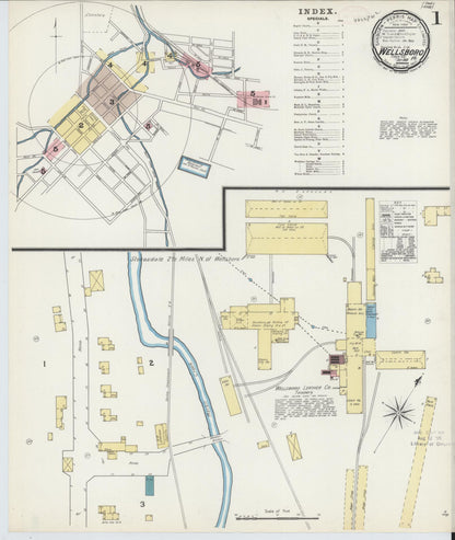 Sanborn Fire Insurance Map from Wellsboro, Tioga County, Pennsylvania (1891), Sheet #0001 - Historic Sanborn Fire Insurance Map Print, vintage old map wall art, antique decor, genealogy gift, Pennsylvania Pennsylvania map