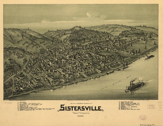 Sistersville, West Virginia 1896. (1896) – Historic Bird’s-Eye View Panorama Print