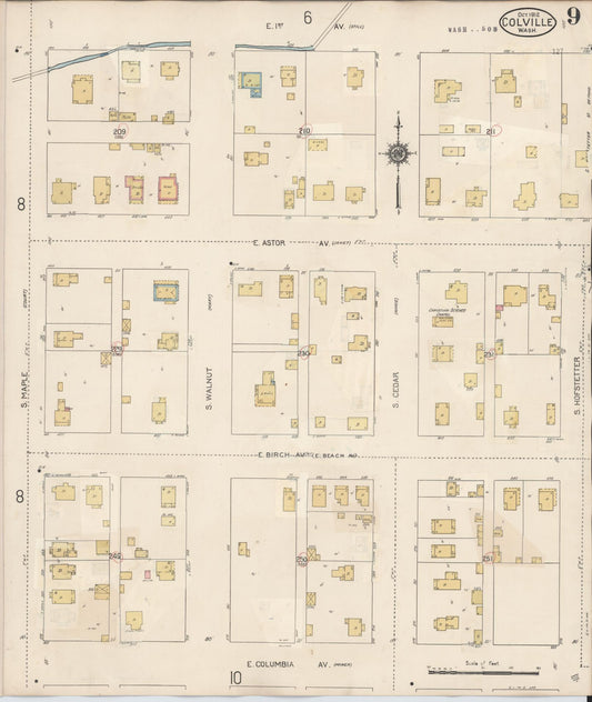 Sanborn Fire Insurance Map from Colville, Stevens County, Washington (1940), Sheet #0009 - Historic Sanborn Fire Insurance Map Print, vintage old map wall art, antique decor, genealogy gift, Washington Washington map