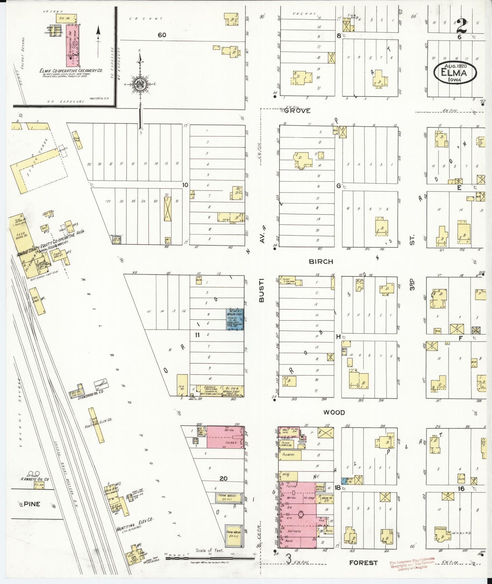 Sanborn Fire Insurance Map from Elma, Howard County, Iowa (1920), Sheet #0002 - Historic Sanborn Fire Insurance Map Print, vintage old map wall art