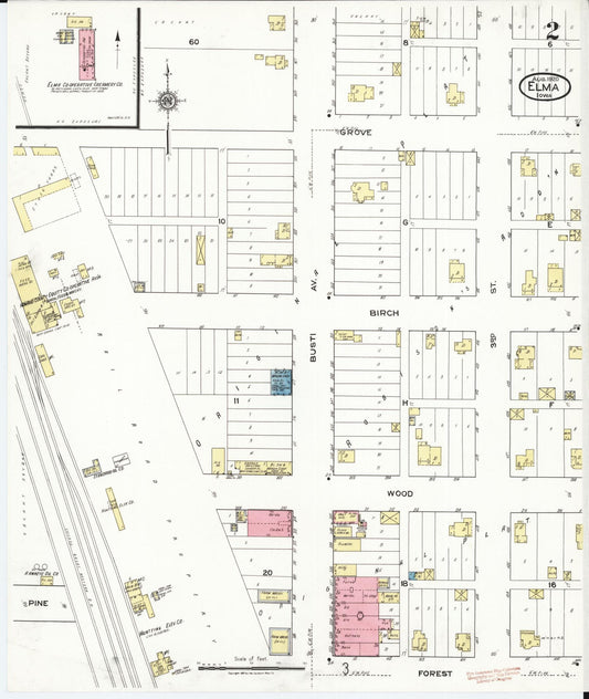 Sanborn Fire Insurance Map from Elma, Howard County, Iowa (1920), Sheet #0002 - Historic Sanborn Fire Insurance Map Print, vintage old map wall art