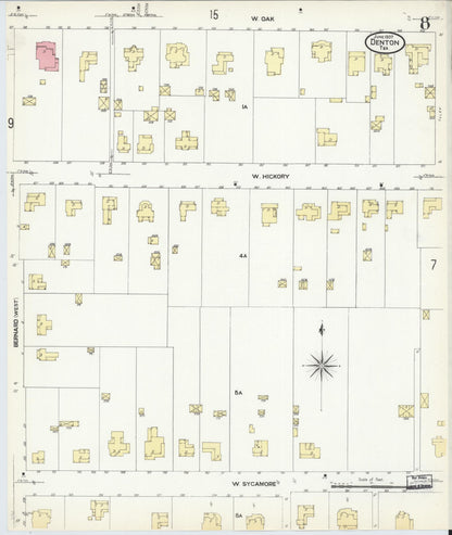 Sanborn Fire Insurance Map from Denton, Denton County, Texas (1907), Sheet #0008 - Complete Map Set gallery image, historic Sanborn map, vintage wall art, Texas Texas