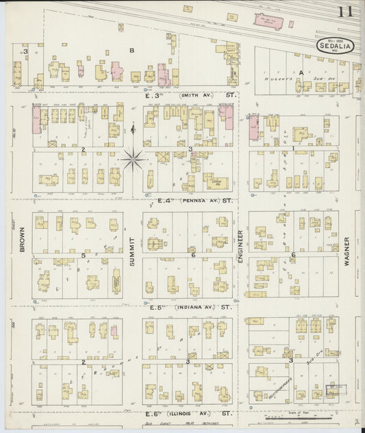 Sanborn Fire Insurance Map from Sedalia, Pettis County, Missouri (1888), Sheet #0011 - Historic Sanborn Fire Insurance Map Print, vintage old map wall art, antique decor, genealogy gift, Missouri Missouri map