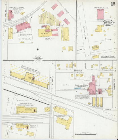 Sanborn Fire Insurance Map from Jackson, Madison County, Tennessee (1901), Sheet #0016 - Complete Map Set gallery image, historic Sanborn map, vintage wall art, Tennessee Tennessee