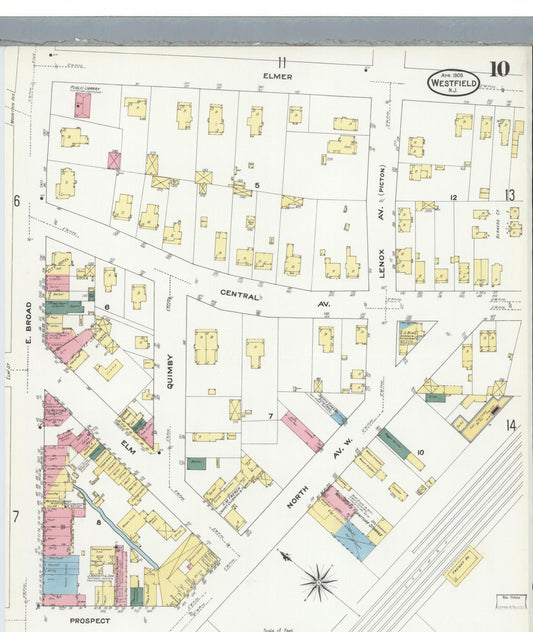 Sanborn Fire Insurance Map from Westfield, Union County, New Jersey (1909), Sheet #0010 - Historic Sanborn Fire Insurance Map Print, vintage old map wall art, antique decor, genealogy gift, New Jersey New Jersey map
