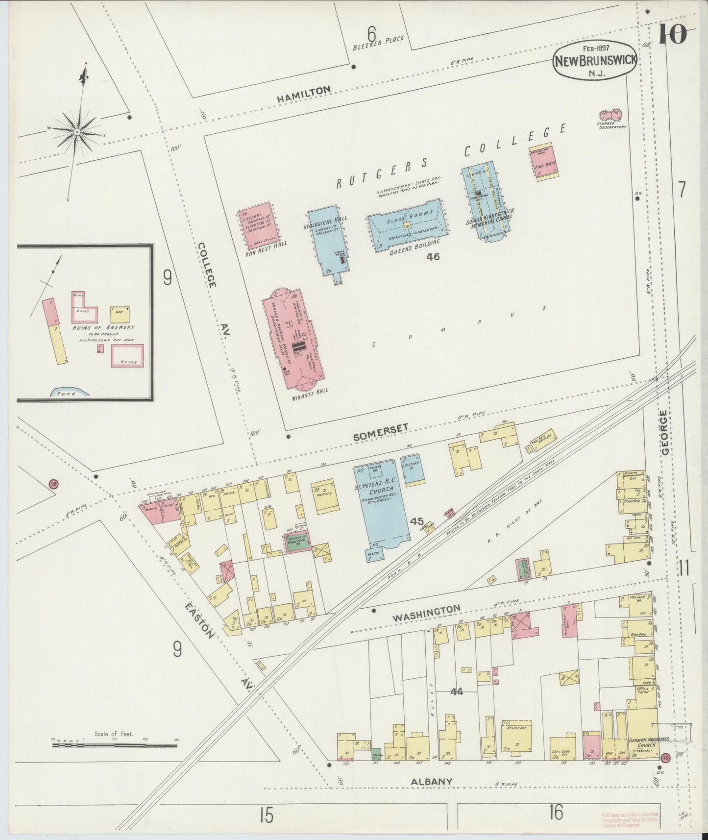 Sanborn Fire Insurance Map from New Brunswick, Middlesex County, New Jersey (1897), Sheet #0010 - Complete Map Set gallery image, historic Sanborn map, vintage wall art, New Jersey New Jersey