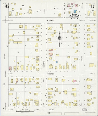 Sanborn Fire Insurance Map from Ann Arbor, Washtenaw County, Michigan (1925), Sheet #0017 - Historic Sanborn Fire Insurance Map Print, vintage old map wall art, antique decor, genealogy gift, Michigan Michigan map