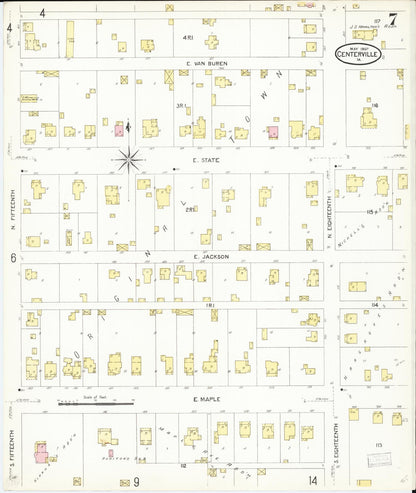 Sanborn Fire Insurance Map from Centerville, Appanoose County, Iowa (1907), Sheet #0007 - Historic Sanborn Fire Insurance Map Print
