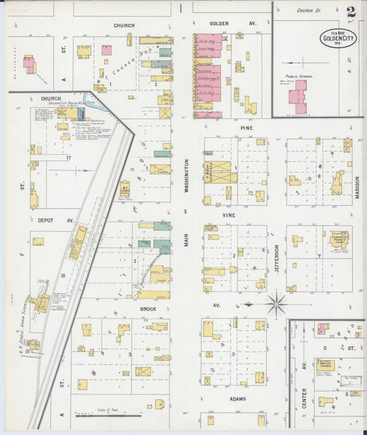 Sanborn Fire Insurance Map from Golden City, Barton County, Missouri (1900), Sheet #0002 - Historic Sanborn Fire Insurance Map Print, vintage old map wall art, antique decor, genealogy gift, Missouri Missouri map