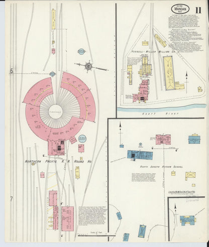 Sanborn Fire Insurance Map from Mandan, Morton County, North Dakota (1913), Sheet #0011 - Complete Map Set gallery image, historic Sanborn map, vintage wall art, North Dakota North Dakota