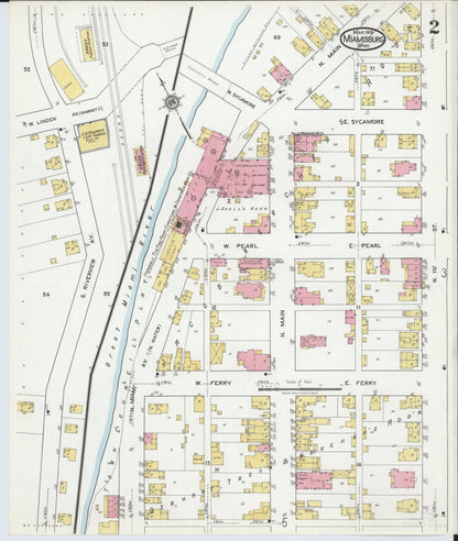 Sanborn Fire Insurance Map from Miamisburg, Montgomery County, Ohio (1919), Sheet #0002 - Complete Map Set gallery image, historic Sanborn map, vintage wall art, Ohio Ohio