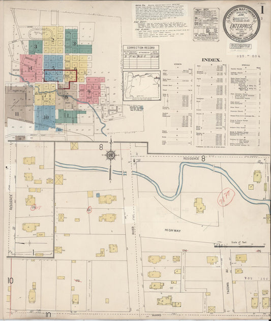 Sanborn Fire Insurance Map from Enterprise, Wallowa County, Oregon (1941), Sheet #0001 - Historic Sanborn Fire Insurance Map Print, vintage old map wall art, antique decor, genealogy gift, Oregon Oregon map