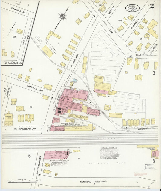 Sanborn Fire Insurance Map from Oneida, Madison County, New York (1909), Sheet #0002 - Complete Map Set gallery image, historic Sanborn map, vintage wall art, New York New York