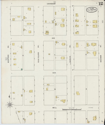 Sanborn Fire Insurance Map from El Reno, Canadian County, Oklahoma (1895), Sheet #0012 - Complete Map Set gallery image, historic Sanborn map, vintage wall art, Oklahoma Oklahoma