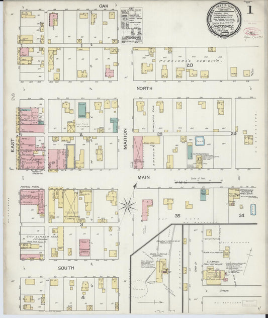 Sanborn Fire Insurance Map from Carbondale, Jackson County, Illinois (1893), Sheet #0001 - Historic Sanborn Fire Insurance Map Print, vintage old map wall art, antique decor, genealogy gift, Illinois Illinois map