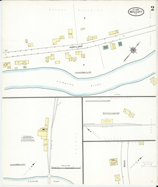 Sanborn Fire Insurance Map from Wolcott, Lamoille County, Vermont (1909), Sheet #0002 - Historic Sanborn Fire Insurance Map Print, vintage old map wall art, antique decor, genealogy gift, Vermont Vermont map