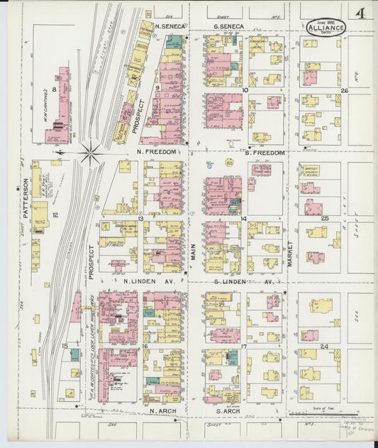 Sanborn Fire Insurance Map from Alliance, Stark County, Ohio (1892), Sheet #0004 - Historic Sanborn Fire Insurance Map Print, vintage old map wall art, antique decor, genealogy gift, Ohio Ohio map