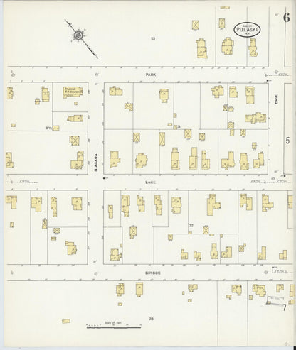 Sanborn Fire Insurance Map from Pulaski, Oswego County, New York (1911), Sheet #0006 - Complete Map Set gallery image, historic Sanborn map, vintage wall art, New York New York