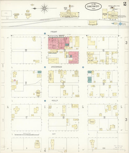 Sanborn Fire Insurance Map from Junction City, Lane County, Oregon (1898), Sheet #0002 - Complete Map Set gallery image, historic Sanborn map, vintage wall art, Oregon Oregon