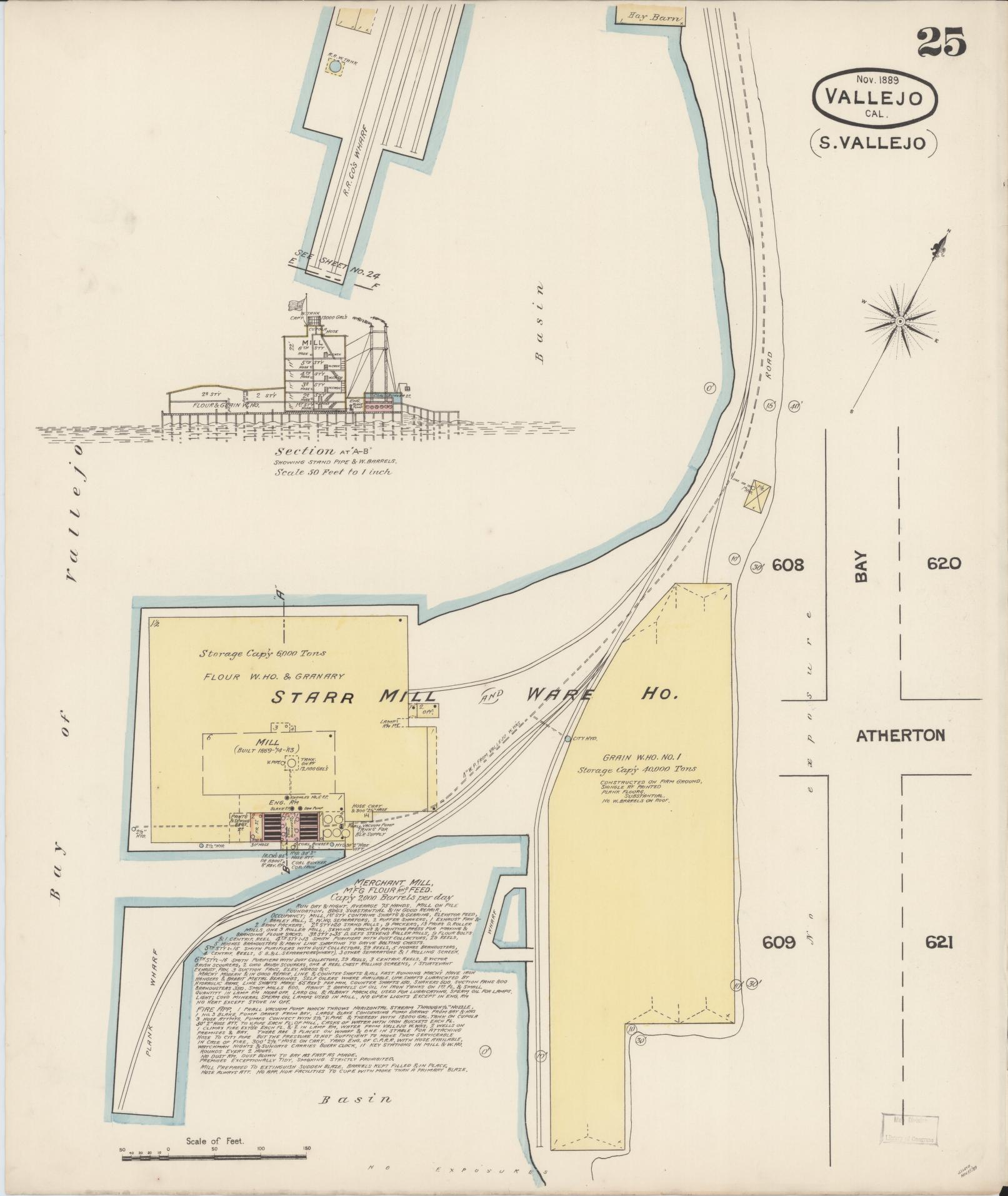 Sanborn Fire Insurance Map from Vallejo, Solano County, California (1889), Sheet #0025 - Complete Map Set gallery image, historic Sanborn map, vintage wall art, California California