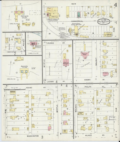 Sanborn Fire Insurance Map from Pierce City, Lawrence County, Missouri (1896), Sheet #0004 - Historic Sanborn Fire Insurance Map Print, vintage old map wall art, antique decor, genealogy gift, Missouri Missouri map