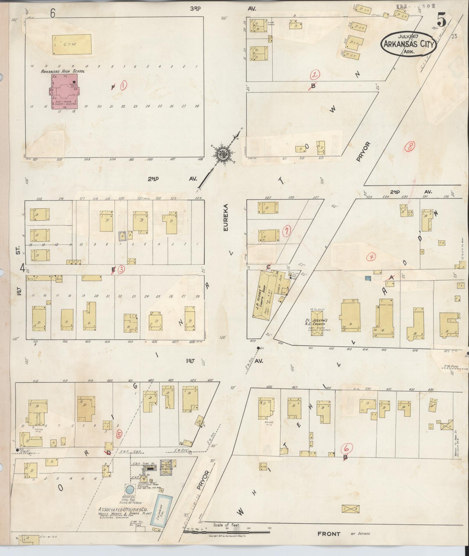Sanborn Fire Insurance Map from Arkansas City, Desha County, Arkansas (1932), Sheet #0005 - Historic Sanborn Fire Insurance Map Print, vintage old map wall art, antique decor, genealogy gift, Arkansas Arkansas map
