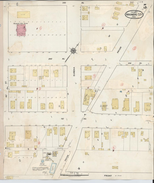 Sanborn Fire Insurance Map from Arkansas City, Desha County, Arkansas (1932), Sheet #0005 - Historic Sanborn Fire Insurance Map Print, vintage old map wall art, antique decor, genealogy gift, Arkansas Arkansas map