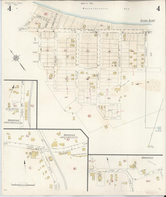Sanborn Fire Insurance Map from Marshfield, Plymouth County, Massachusetts (1942), Sheet #0004 - Historic Sanborn Fire Insurance Map Print, vintage old map wall art, antique decor, genealogy gift, Massachusetts Massachusetts map