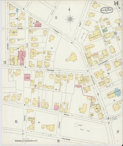 Sanborn Fire Insurance Map from Newport, Newport County, Rhode Island (1896), Sheet #0014 - Complete Map Set gallery image, historic Sanborn map, vintage wall art, Rhode Island Rhode Island