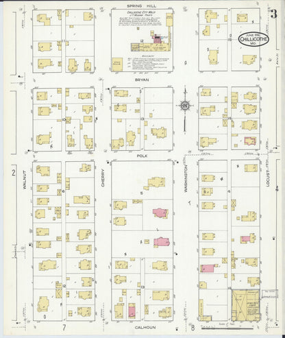 Sanborn Fire Insurance Map from Chillicothe, Livingston County, Missouri (1916), Sheet #0003 - Complete Map Set gallery image, historic Sanborn map, vintage wall art, Missouri Missouri