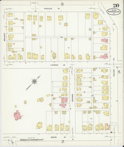 Sanborn Fire Insurance Map from Winchester, Clark County, Kentucky (1912), Sheet #0020 - Complete Map Set gallery image, historic Sanborn map, vintage wall art, Kentucky Kentucky