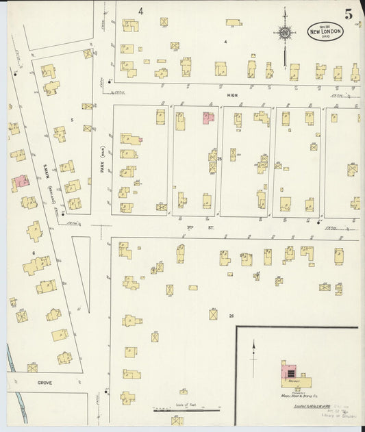Sanborn Fire Insurance Map from New London, Huron County, Ohio (1911), Sheet #0005 - Historic Sanborn Fire Insurance Map Print, vintage old map wall art, antique decor, genealogy gift, Ohio Ohio map