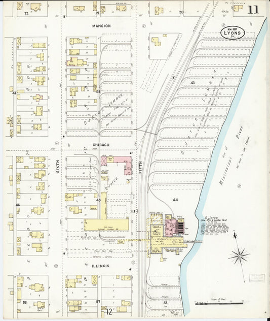 Sanborn Fire Insurance Map from Lyons, Clinton County, Iowa (1897), Sheet #0011 - Historic Sanborn Fire Insurance Map Print, vintage old map wall art