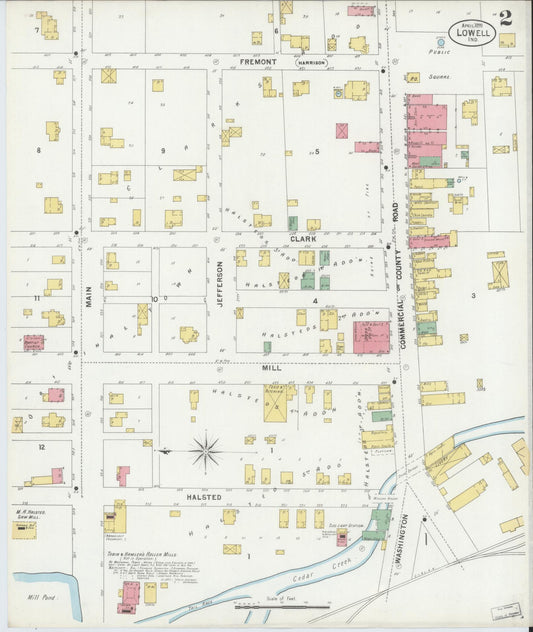 Sanborn Fire Insurance Map from Lowell, Lake County, Indiana (1899), Sheet #0002 - Historic Sanborn Fire Insurance Map Print, vintage old map wall art, antique decor, genealogy gift, Indiana Indiana map
