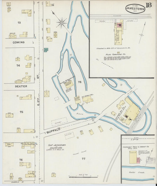 Sanborn Fire Insurance Map from Jamestown, Chautauqua County, New York (1891), Sheet #0018 - Historic Sanborn Fire Insurance Map Print, vintage old map wall art, antique decor, genealogy gift, New York New York map