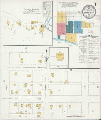 Sanborn Fire Insurance Map from Marysville, Snohomish County, Washington (1906), Sheet #0001 - Complete Map Set gallery image, historic Sanborn map, vintage wall art, Washington Washington