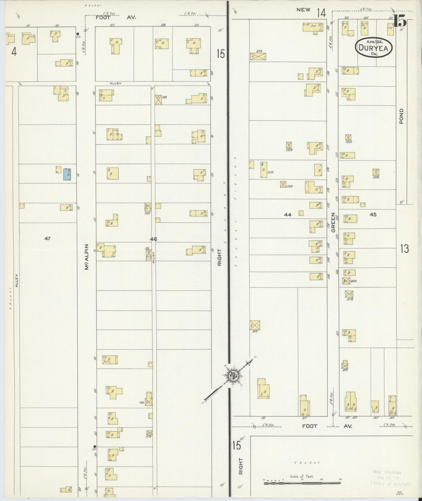 Sanborn Fire Insurance Map from Duryea, Luzerne County, Pennsylvania (1914), Sheet #0015 - Historic Sanborn Fire Insurance Map Print, vintage old map wall art, antique decor, genealogy gift, Pennsylvania Pennsylvania map