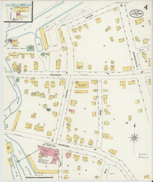 Sanborn Fire Insurance Map from Jordan, Onondaga County, New York (1898), Sheet #0004 - Historic Sanborn Fire Insurance Map Print, vintage old map wall art, antique decor, genealogy gift, New York New York map