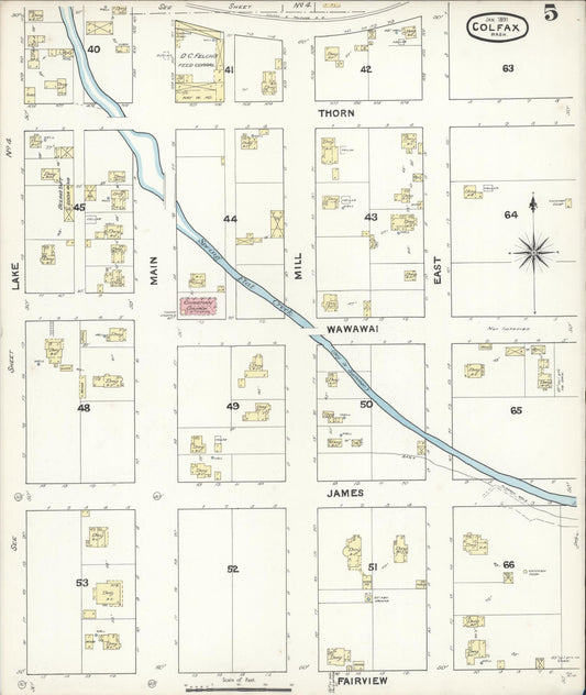 Sanborn Fire Insurance Map from Colfax, Whitman County, Washington (1890), Sheet #0005 - Historic Sanborn Fire Insurance Map Print, vintage old map wall art, antique decor, genealogy gift, Washington Washington map