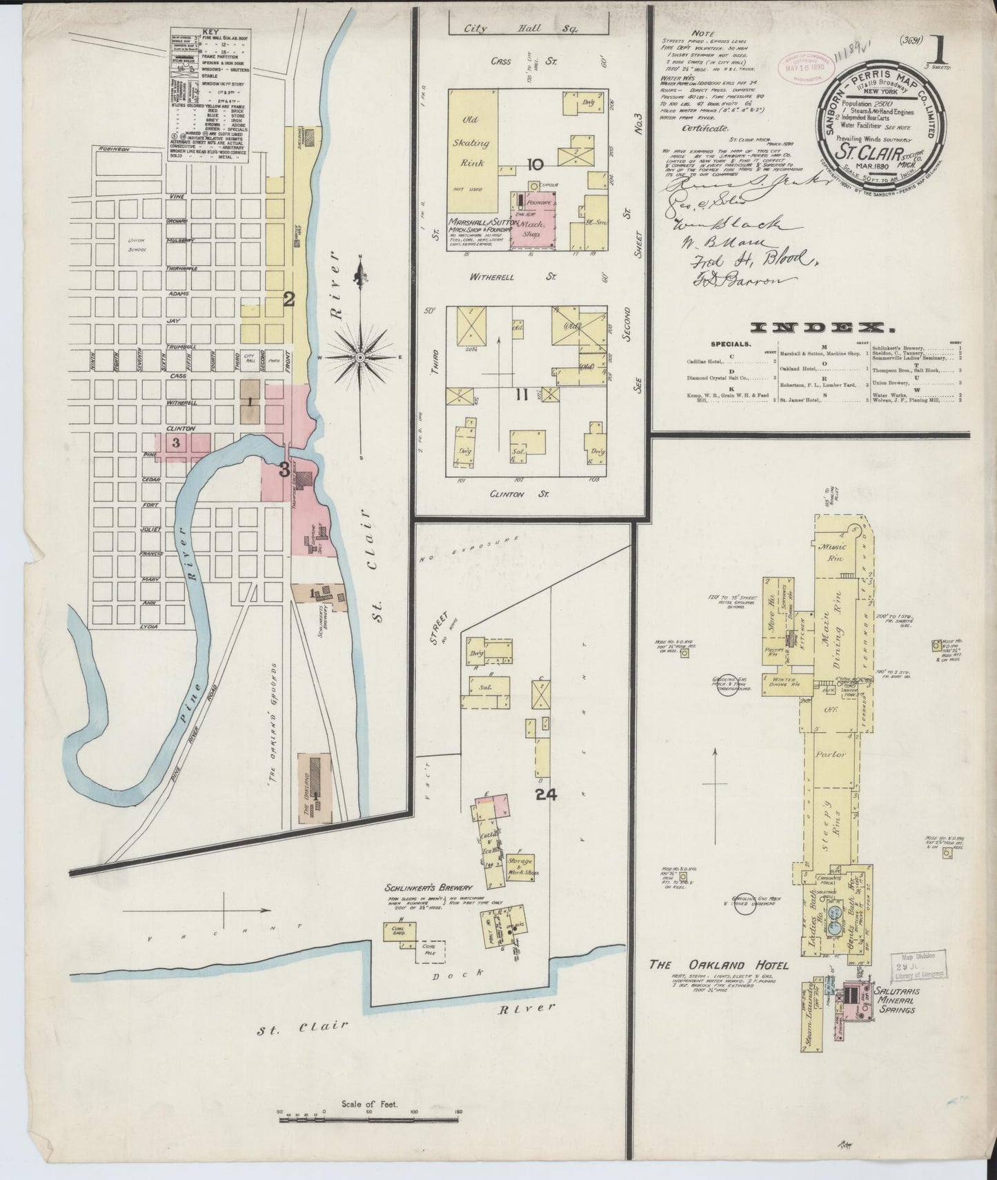 Sanborn Fire Insurance Map from Saint Clair, Saint Clair County, Michigan (1890), Sheet #0001 - Complete Map Set gallery image, historic Sanborn map, vintage wall art, Michigan Michigan