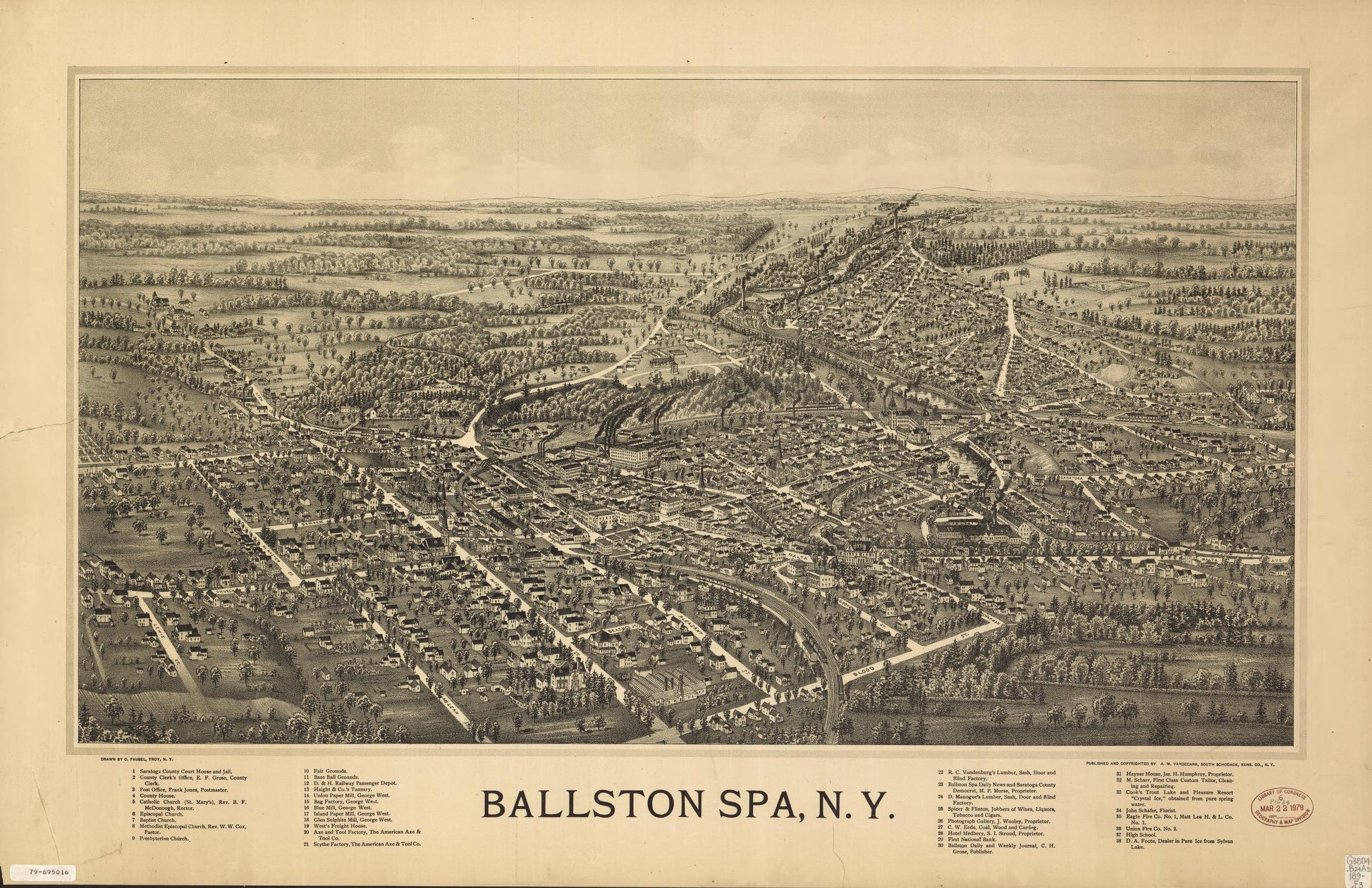 Ballston Spa, N.Y. (1890) – Historic Bird’s-Eye View Panorama Print