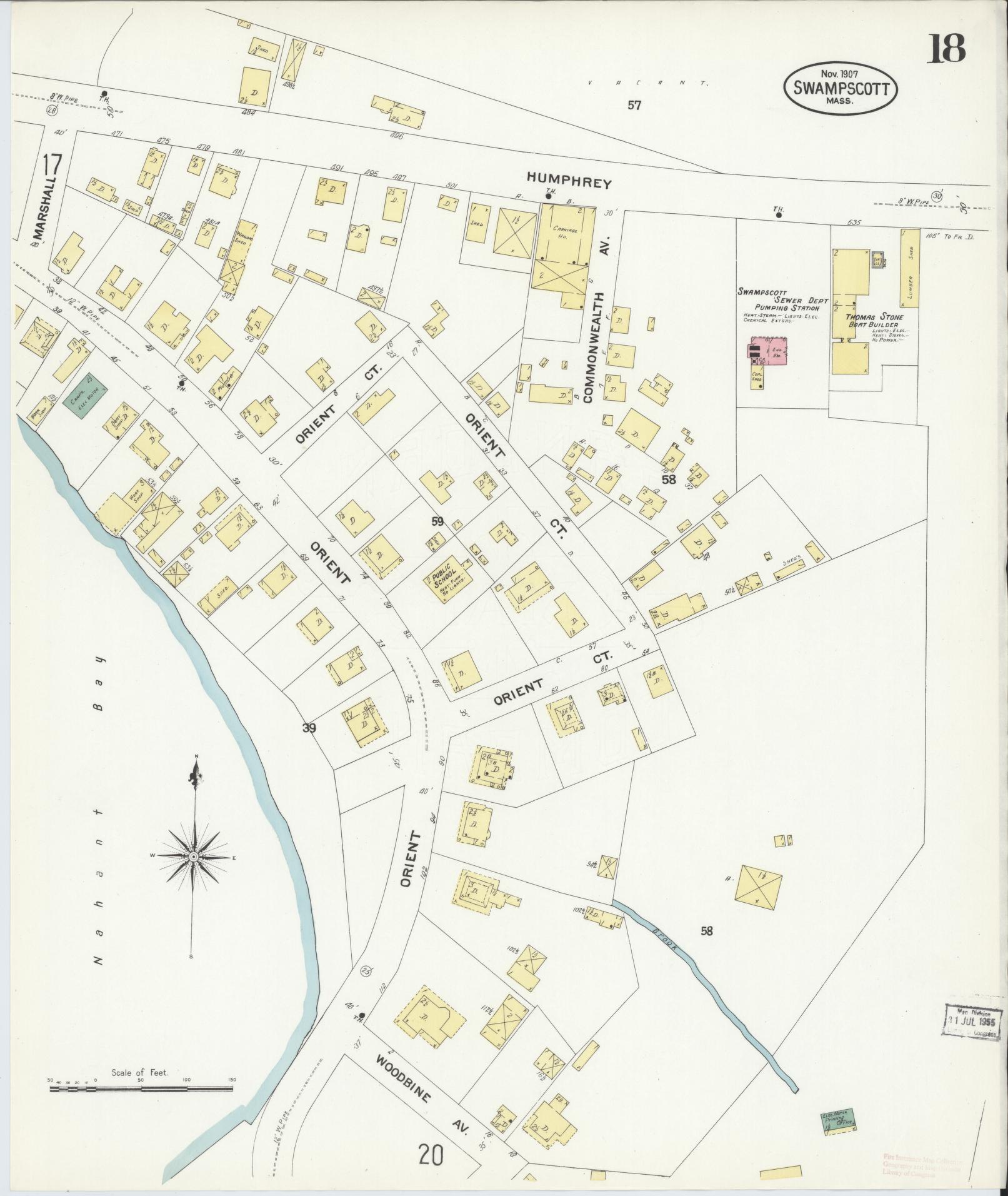Sanborn Fire Insurance Map from Swampscott, Essex County, Massachusetts (1907), Sheet #0018 - Historic Sanborn Fire Insurance Map Print, vintage old map wall art, antique decor, genealogy gift, Massachusetts Massachusetts map